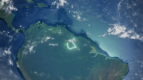 Realistic Earth From Space Zoom In Clouds Guyana Stock Footage 274388008