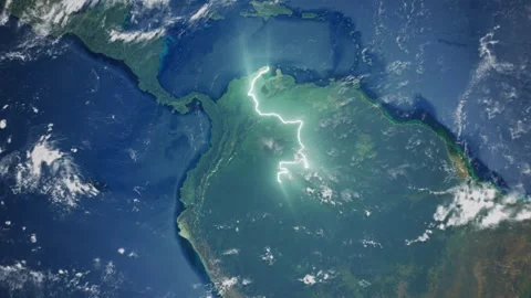 Realistic Earth From Space Zoom In Clouds Colombia Stock Footage 274448387