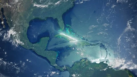 Realistic Earth From Space Zoom In Clouds Cuba Stock Footage 274449650