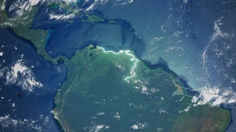 Realistic Earth From Space Zoom In Clouds Venezuela Stock Footage 274450234