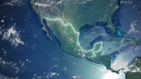 Realistic Earth From Space Zoom In Clouds Mexico Stock Footage 274451475