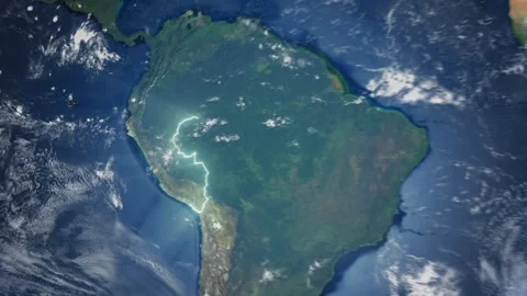 Realistic Earth From Space Zoom In Clouds Peru Stock Footage 274642240