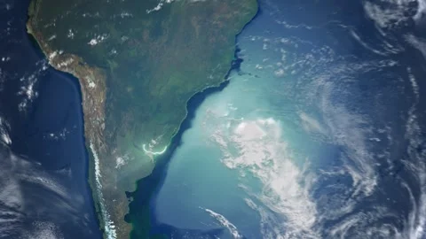 Realistic Earth From Space Zoom In Clouds Uruguay Stock Footage 274643610