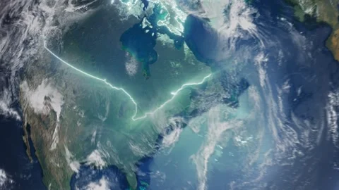 Realistic Earth From Space Zoom In Clouds Canada Stock Footage 274717223