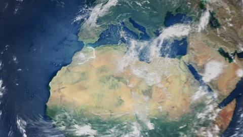 Realistic Earth From Space Zoom In Clouds Morocco Stock-Footage 274734275