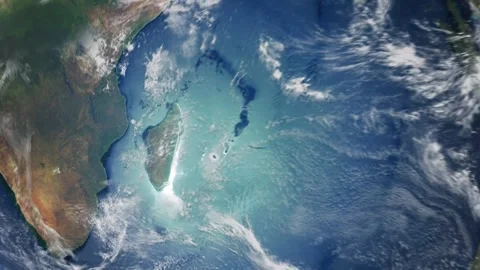 Realistic Earth From Space Zoom In Clouds Madagascar Stock Footage 275072898