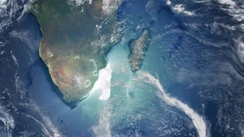 Realistic Earth From Space Zoom In Clouds South Africa Stock Footage 275135874