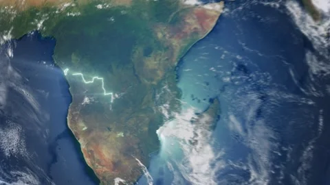 Realistic Earth From Space Zoom In Clouds Angola Stock Footage 275154889