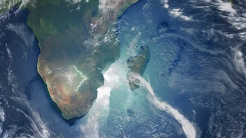 Realistic Earth From Space Zoom In Clouds Botswana Stock Footage 275332935
