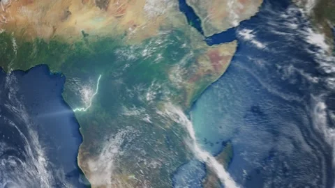 Realistic Earth From Space Zoom In Clouds Republic Of The Congo Stock Footage 275491527