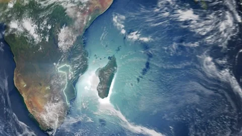 Realistic Earth From Space Zoom In Clouds Mozambique Stock Footage 275827960