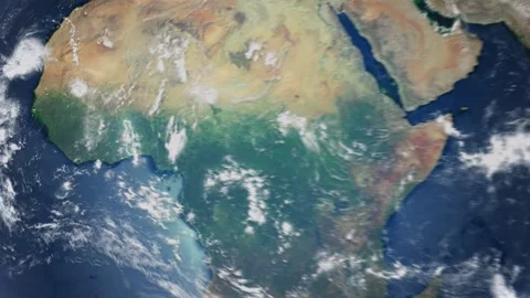 Realistic Earth From Space Zoom In Clouds Togo Stock Footage 276088659