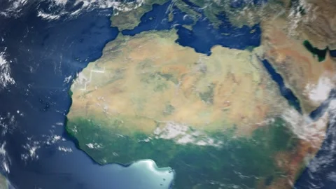 Realistic Earth From Space Zoom In Clouds Western Sahara Stock Footage 276091770