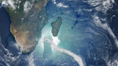 Realistic Earth From Space Zoom In Clouds Eswatini Stock-Footage 276172801