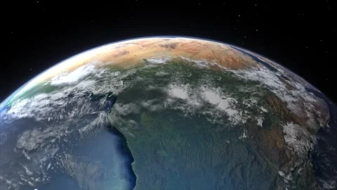 Realistic Earth Sunset From Space Flying Over Continental Africa Stock Footage 249631111