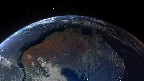 Realistic Earth Sunset From Space Flying Over Oceania Stock Footage 249631133