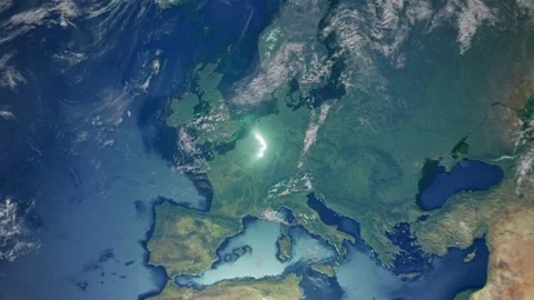 Realistic Earth Zoom In Clouds with Alpha Channel and Borderline Belgium Stock Footage 270295769