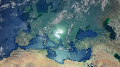 Realistic Earth Zoom In Clouds with Alpha Channel and Borderline Croatia Stock Footage 270359830