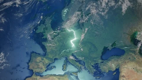 Realistic Earth Zoom In Clouds with Alpha Channel and Borderline Germany Berlin Видео 270412942