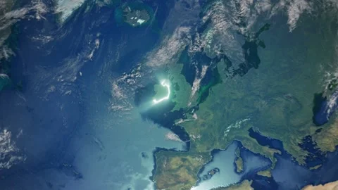 Realistic Earth Zoom In Clouds with Alpha Channel and Borderline Ireland Stock Footage 270432824