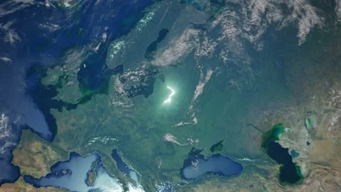 Realistic Earth Zoom In Clouds with Alpha Channel and Borderline Lithuania V Stock Footage 270533637