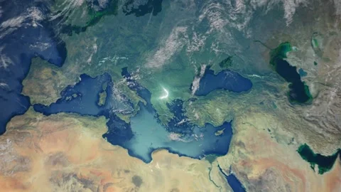 Realistic Earth Zoom In Clouds with Alpha Channel and Borderline Macedonia Stock Footage 270539797