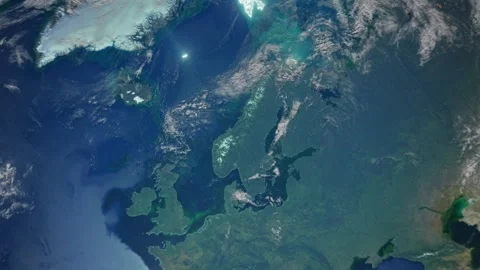 Realistic Earth Zoom In Clouds with Alpha Channel and Borderline Norway Oslo Stock Footage 270540399
