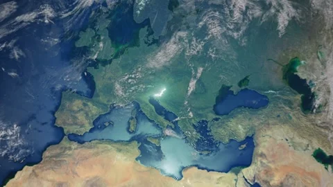 Realistic Earth Zoom In Clouds with Alpha Channel and Borderline Slovenia Stock Footage 270768698