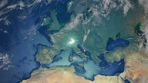 Realistic Earth Zoom In Clouds with Alpha Channel and Borderline Switzerland Stock Footage 270949740