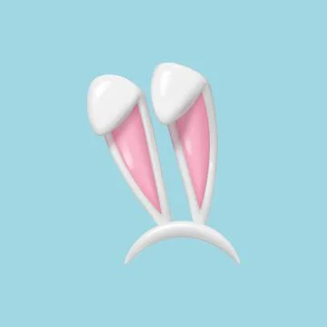 Realistic Easter bunny ears isolated. 3d white hare Ears. Funny rabbit ears.. Stockillustratie