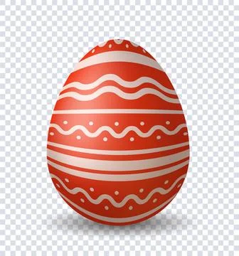 Realistic Easter egg. Red and white patterns at egg. Traditional spring イラスト素材