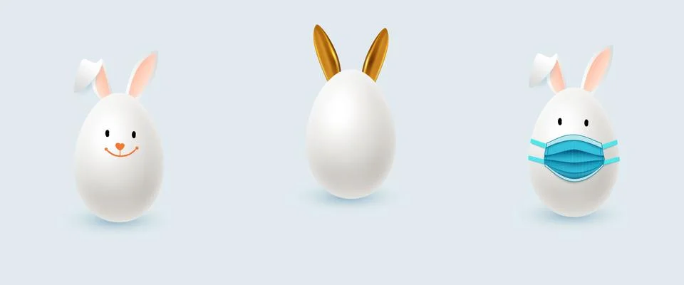 Realistic Easter eggs in the form of rabbits.Vector Stock Illustration