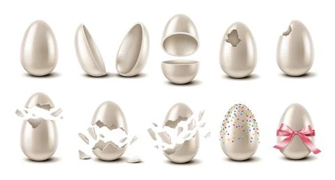 Realistic Egg Set with Various Stages Plus Decorations Stock Illustration