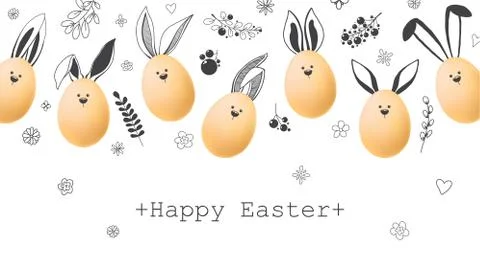 Realistic eggs with painted elements. Happy easter. Vector Stockillustratie