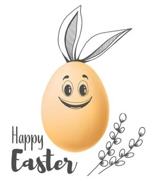 Realistic eggs with painted elements. Happy easter. Vector Illustrazione stock