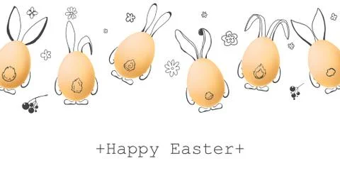 Realistic eggs with painted elements. Happy easter. Vector Illustrazione stock