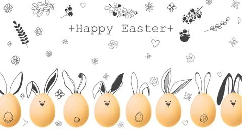 Realistic eggs with painted elements. Happy easter. Vector Stockillustratie