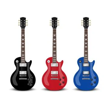 Realistic electric guitar isolated on white background, vector illustration Stock Illustration