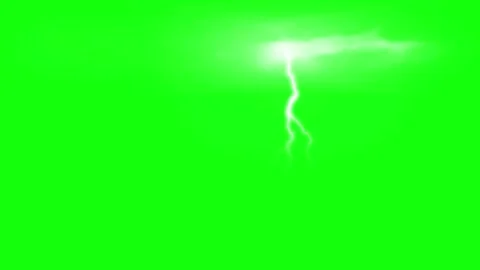 Realistic Electric Lightning Strike Effects Isolated on Green Screen Stock Footage 340635869