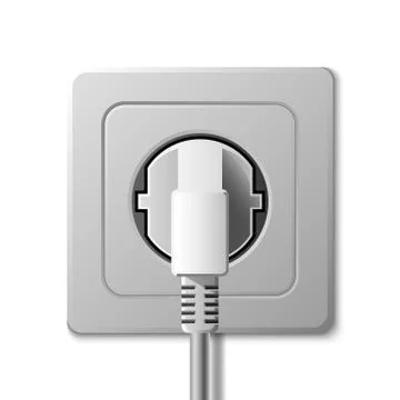 Realistic electric socket and plug on white background, vector illustration 스톡 일러스트