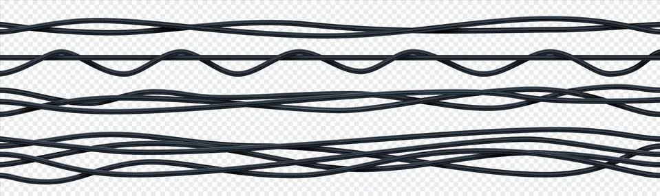 Realistic electrical cable. 3D seamless insulated electric copper wires. Curved Stock Illustration