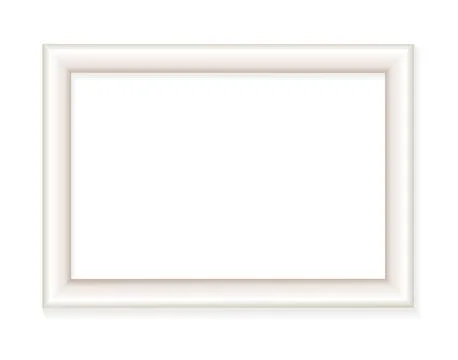 Realistic elegant rectangular white smooth picture frame. Vector illustration Stock Illustration
