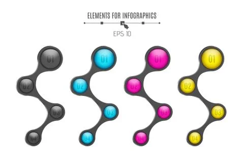 Realistic elements for infographics. Multicolored glossy balls. Option numb.. Stock Illustration