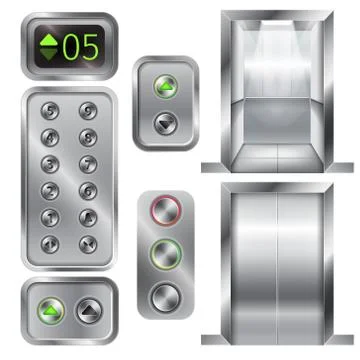 Realistic elevator and button panel Illustrazione stock