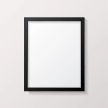 Realistic Empty Black Picture Frame Mockup Illustrazione stock