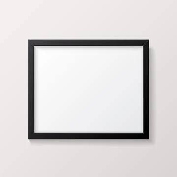 Realistic Empty Black Picture Frame Mockup Stock Illustration
