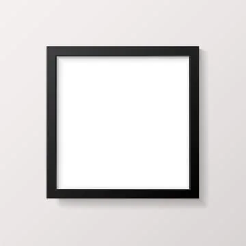 Realistic Empty Black Square Picture Frame Mockup Stock Illustration