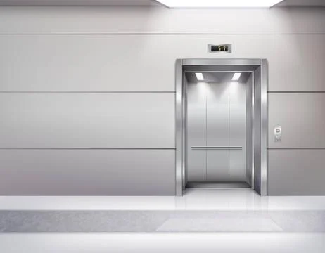 Realistic Empty Elevator Hall Interior Stock Illustration