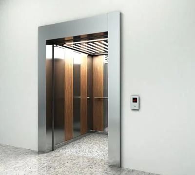 Realistic empty elevator hall interior with waiting lift marble floor ceiling Stock Illustration