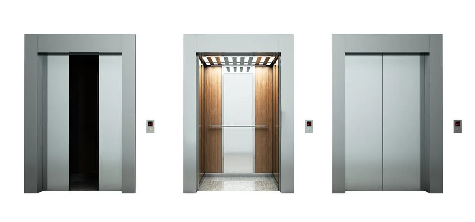 Realistic empty elevators hall on white 3d illustration Stock Illustration